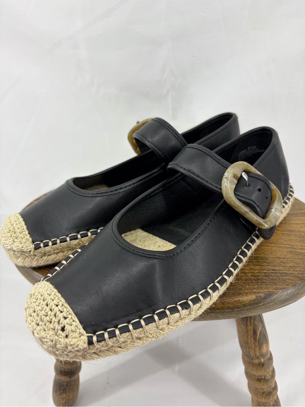 Like New! Frye and Co. Black Jatani Espadrille Mary Jane Flats, Womens 8.5